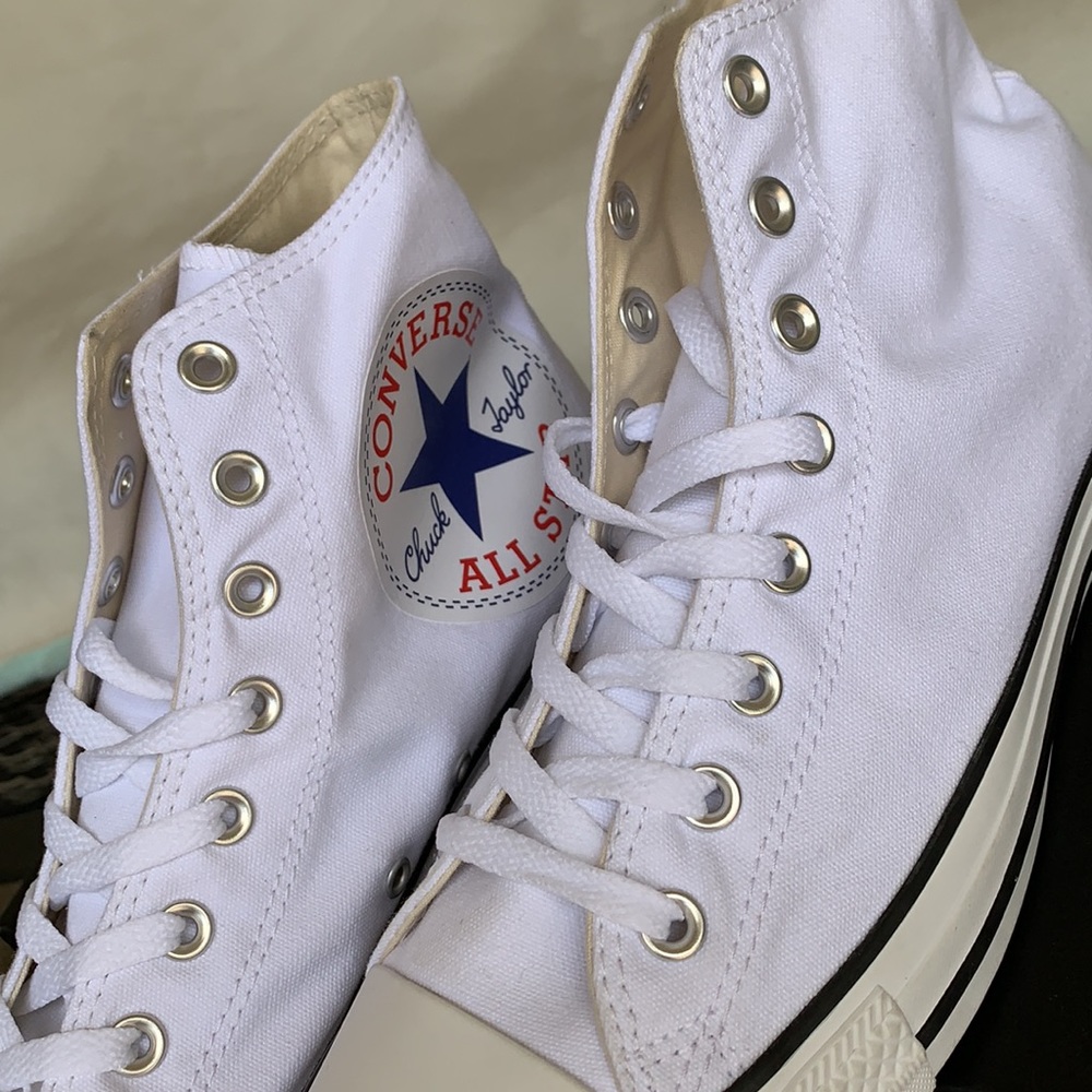 CONVERSE CTAS HI WHITE/WHITE/BLACK MENS - Picture 11 of 16